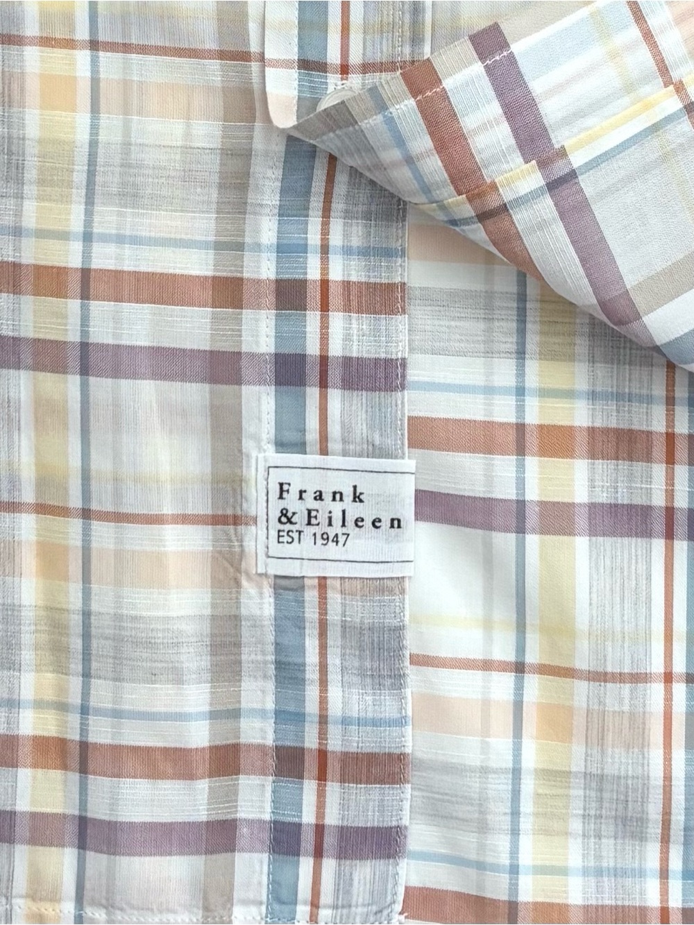 Frank & Eileen Eileen Plaid Cotton Linen Button Up Shirt XS Italian Fabric - Picture 7 of 10